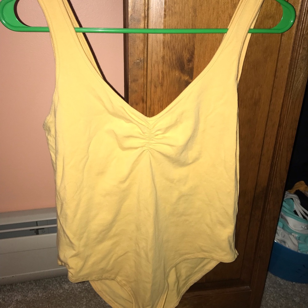 Forever 21 ruched front yellow bodysuit